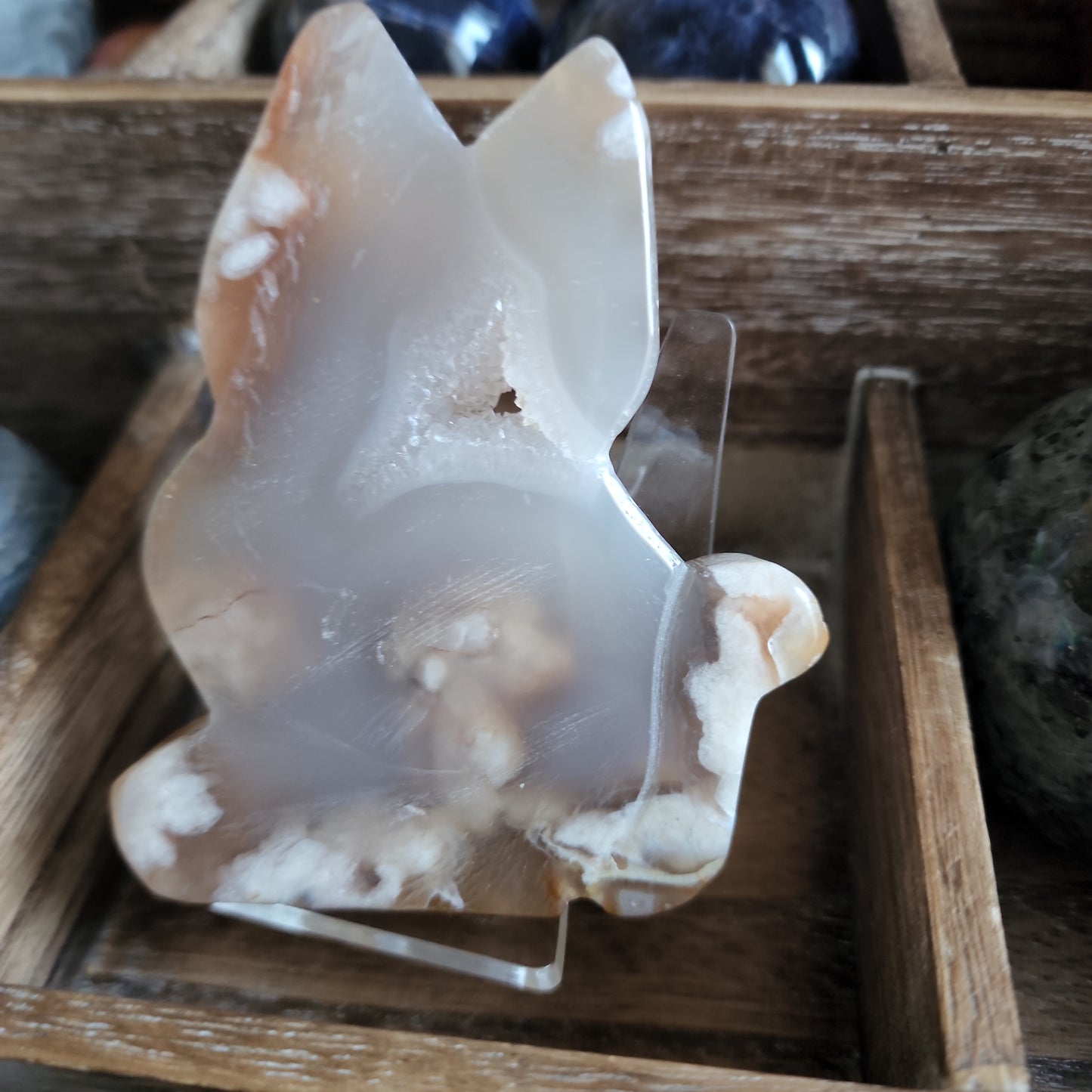 Flower Agate Cat Slab Carvings