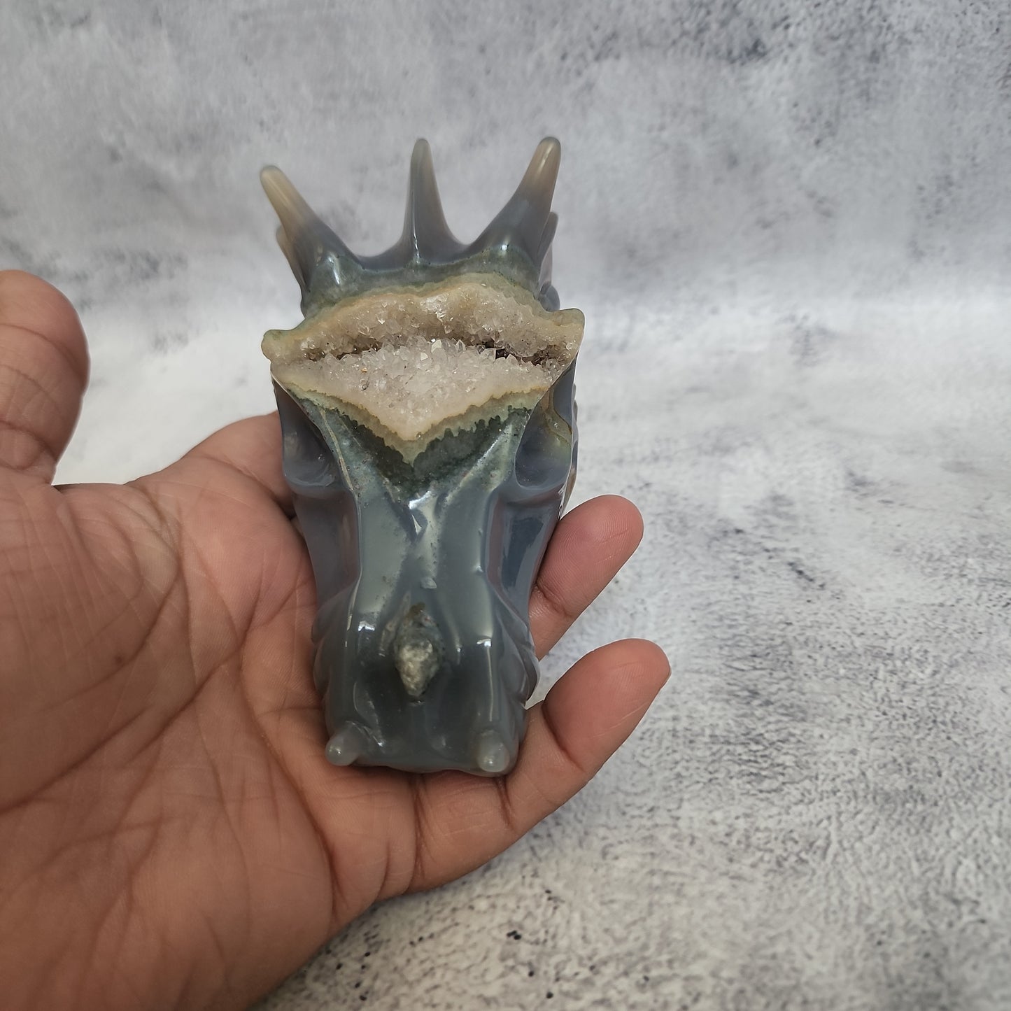 Druzy Agate Dragon Head