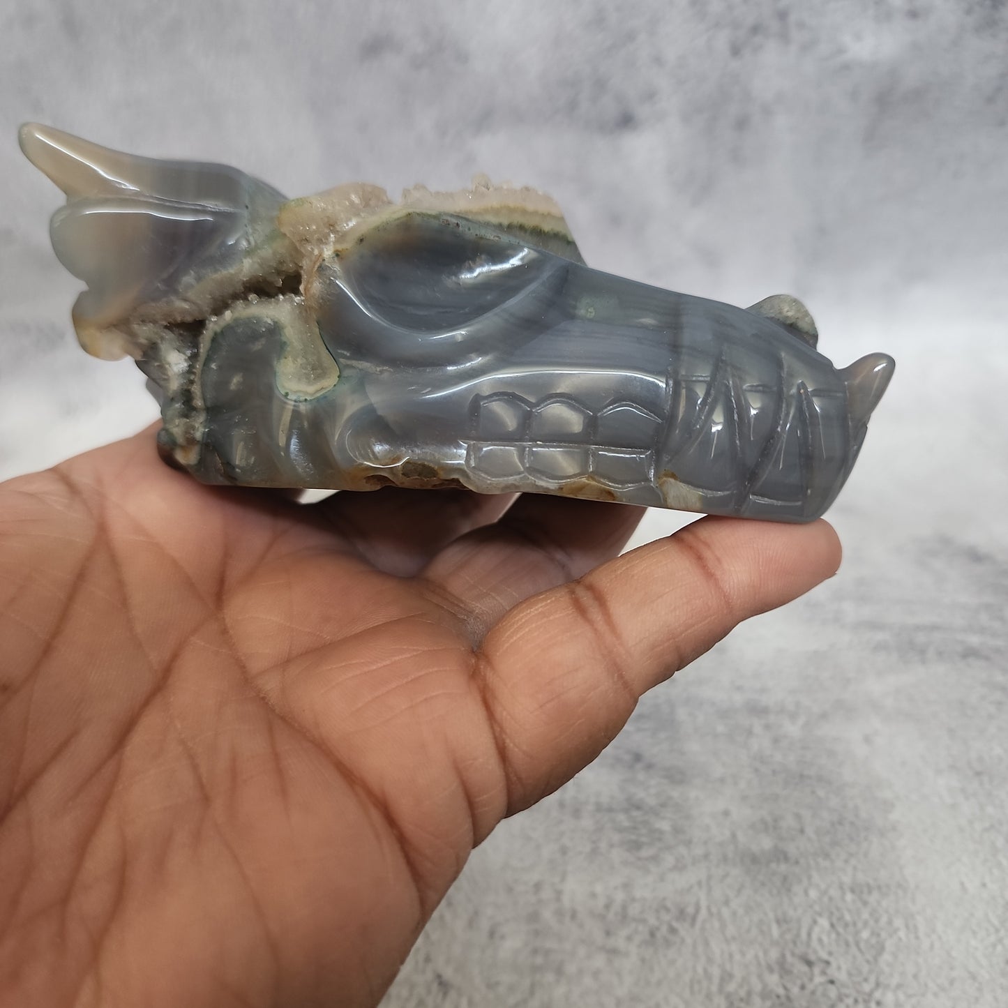 Druzy Agate Dragon Head