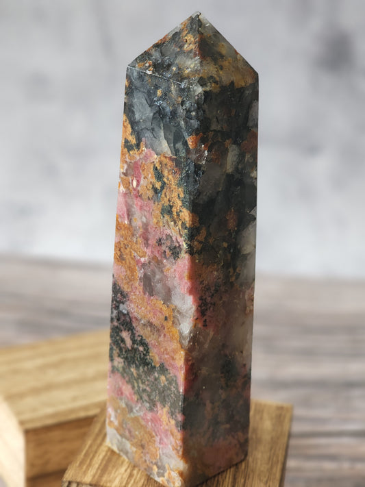 Rhodonite with Quartz Tower