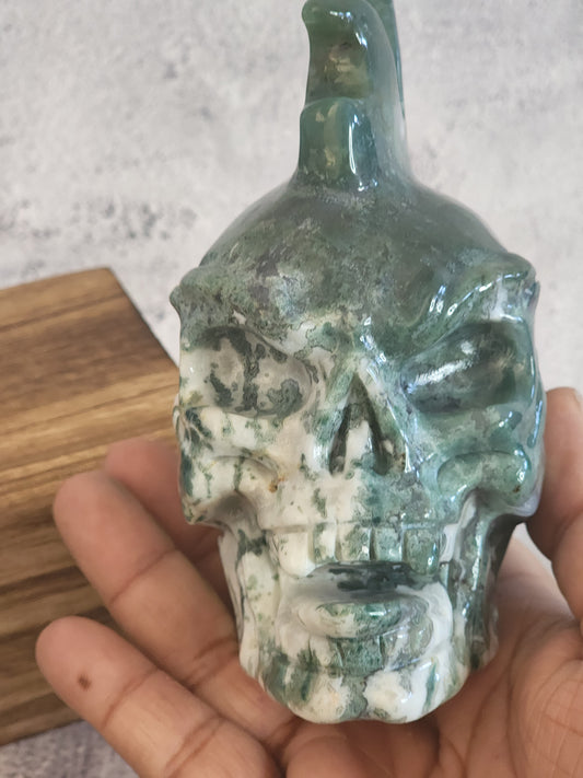 Moss Agate Skull B