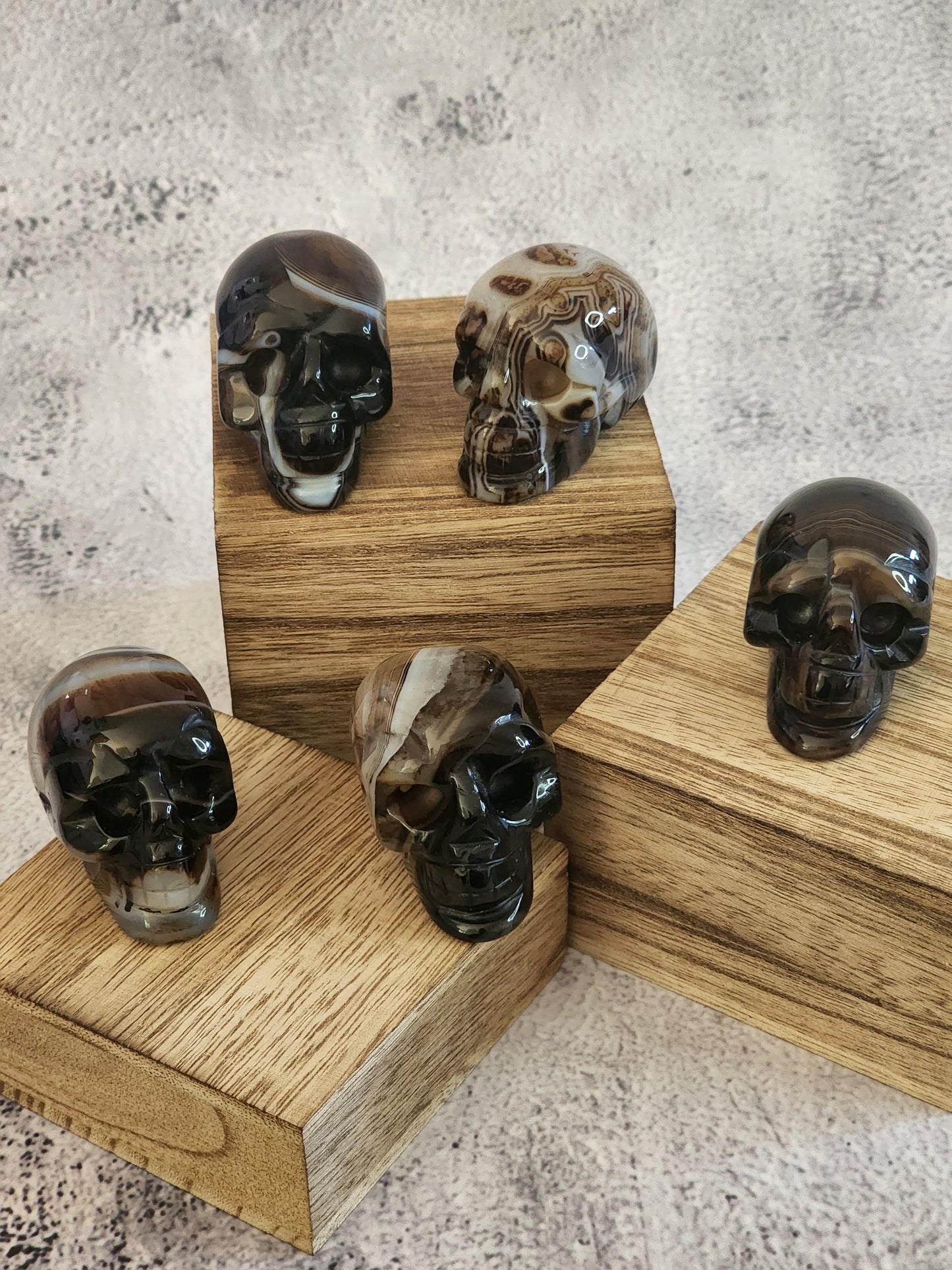 Black Banded Agate Skull