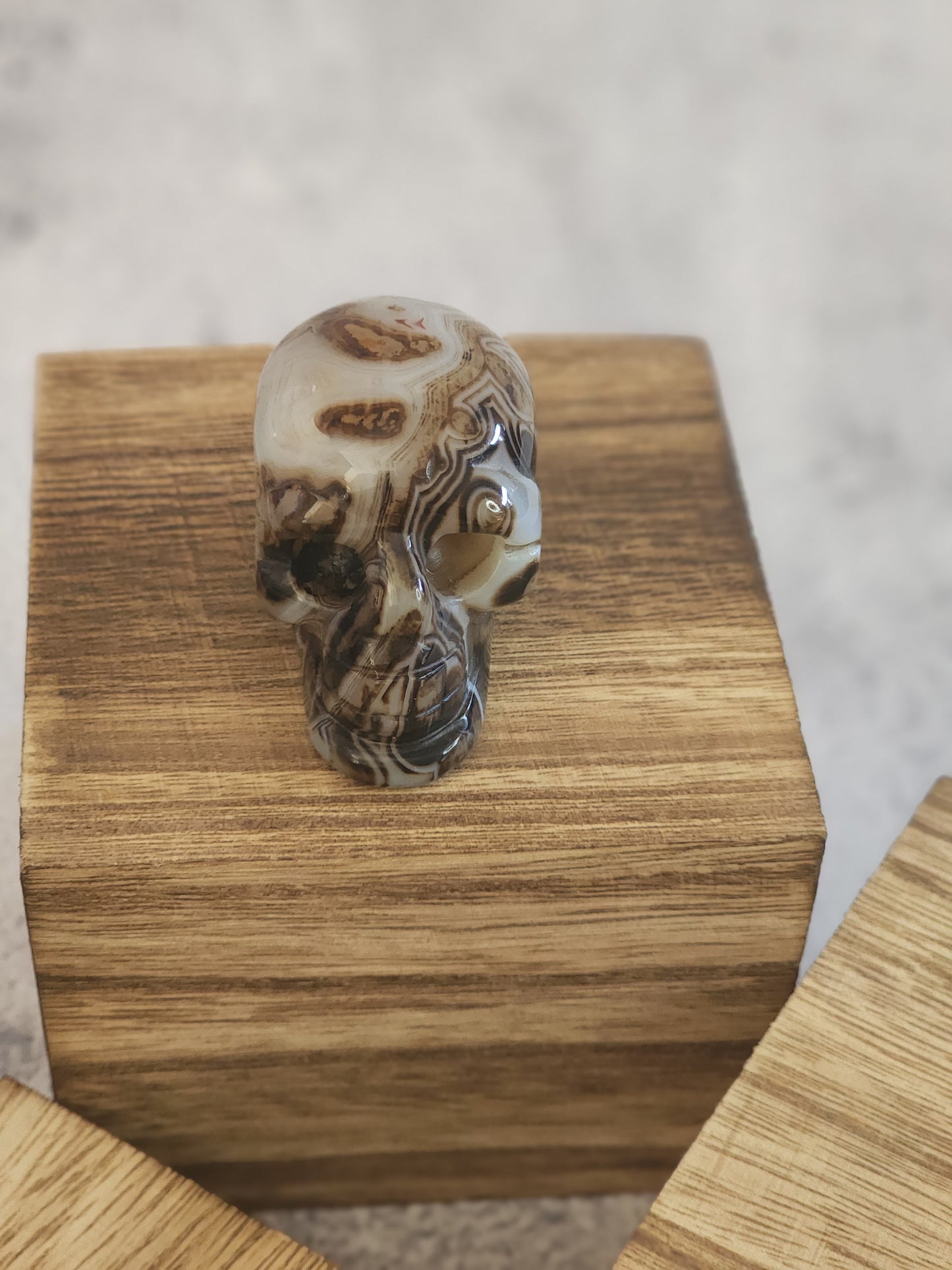 Black Banded Agate Skull