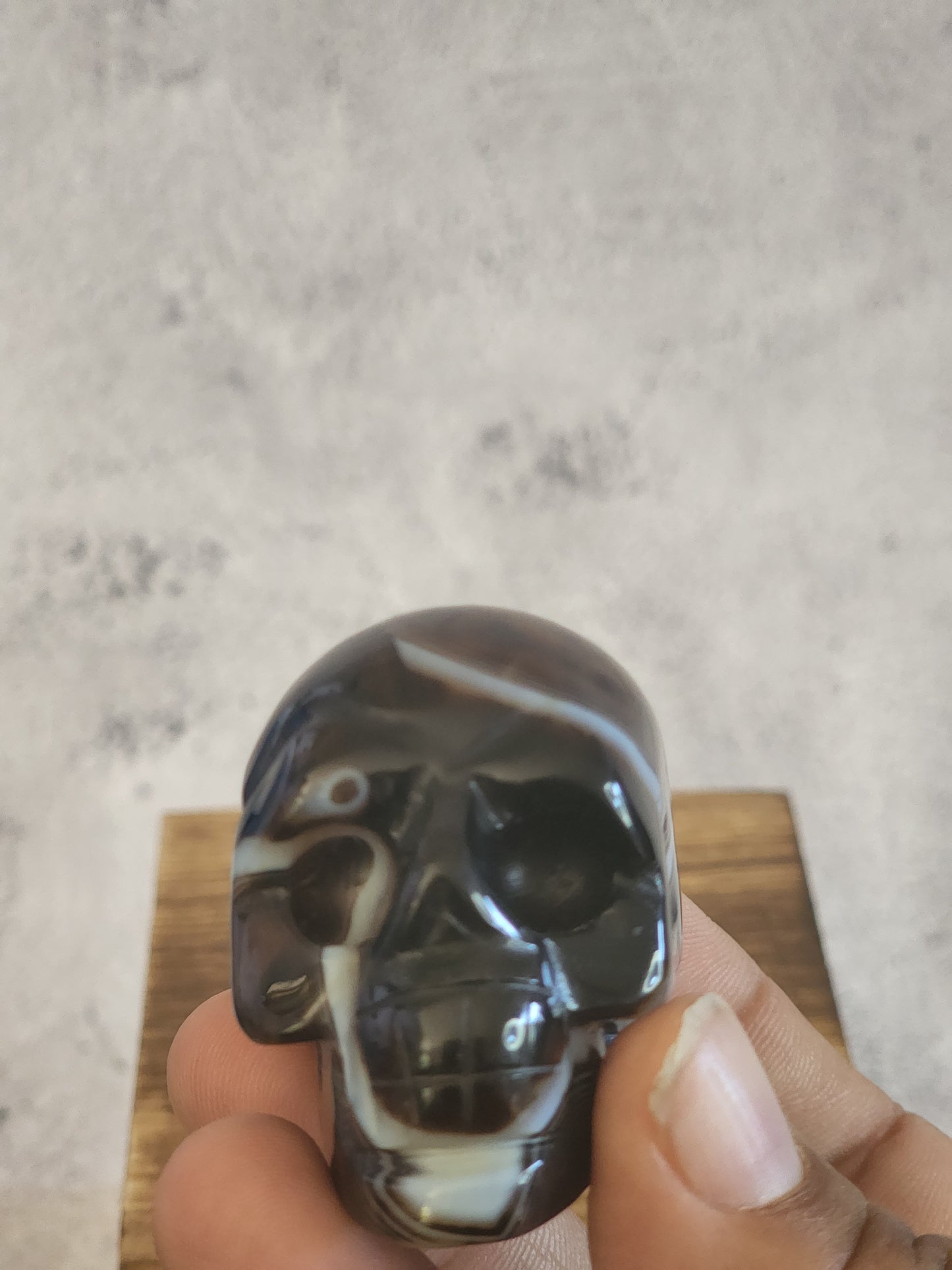 Black Banded Agate Skull