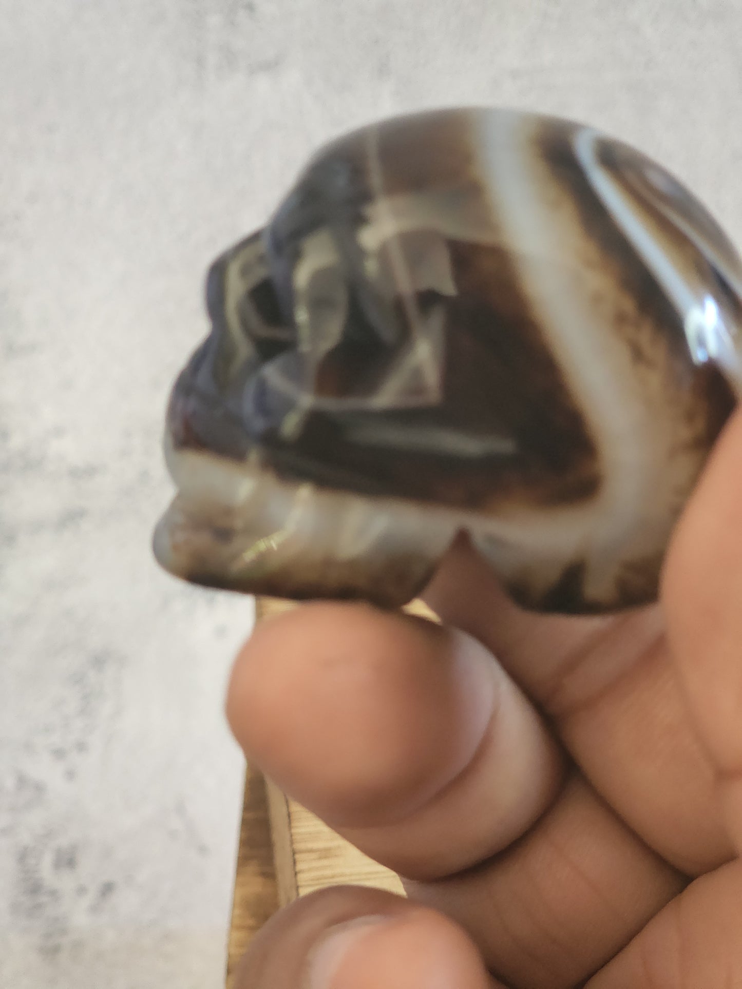 Black Banded Agate Skull