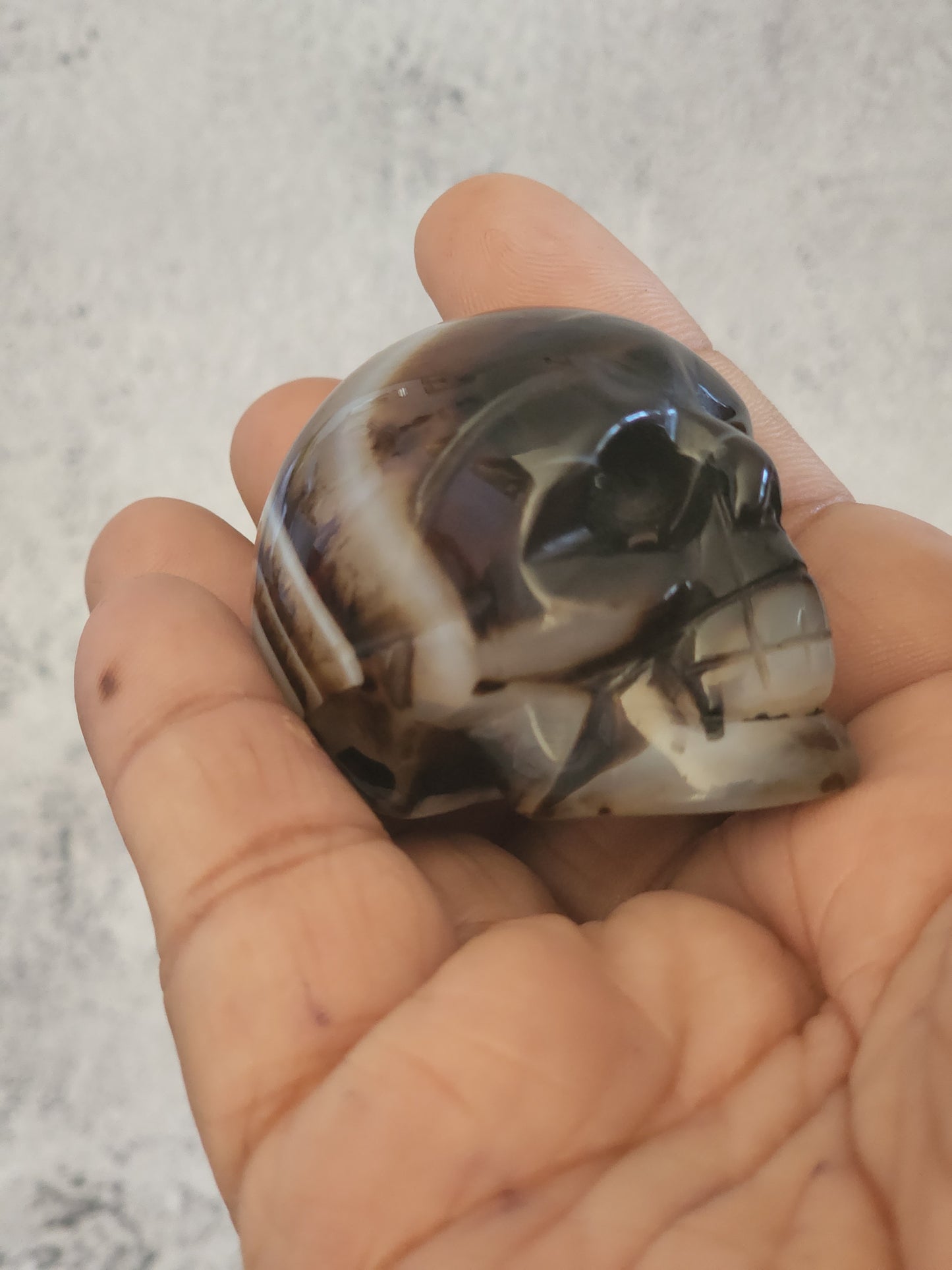 Black Banded Agate Skull