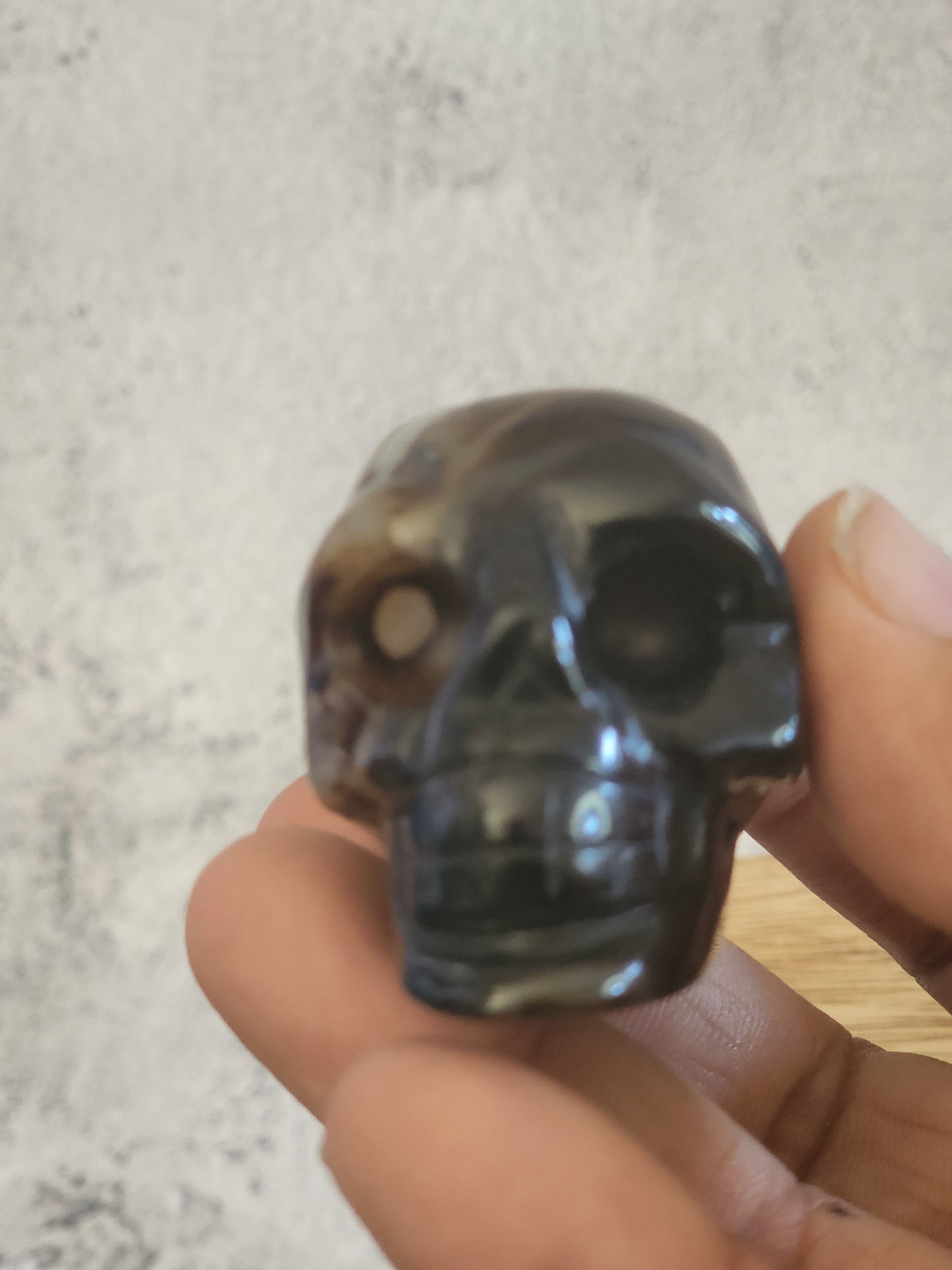 Black Banded Agate Skull