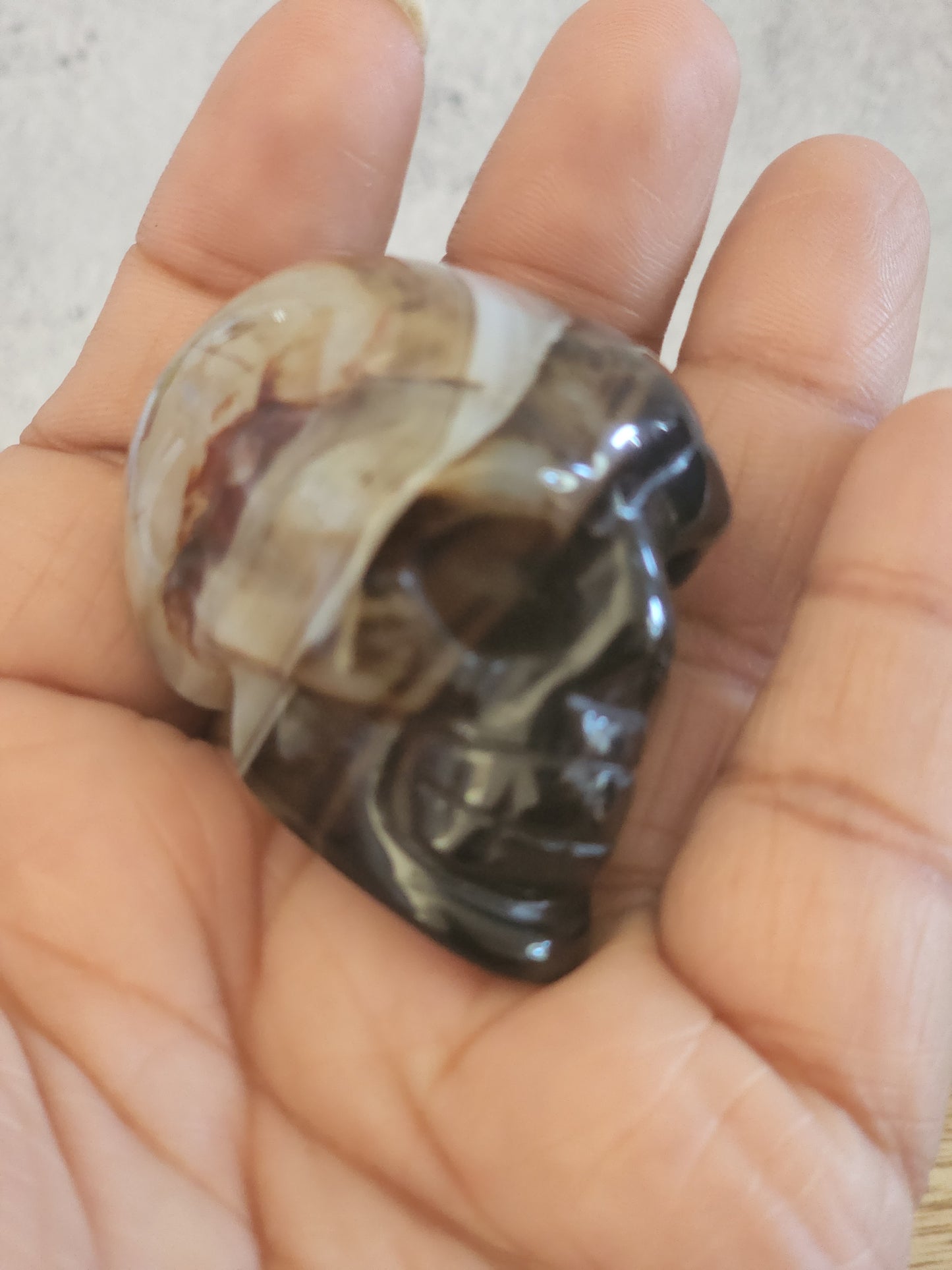 Black Banded Agate Skull