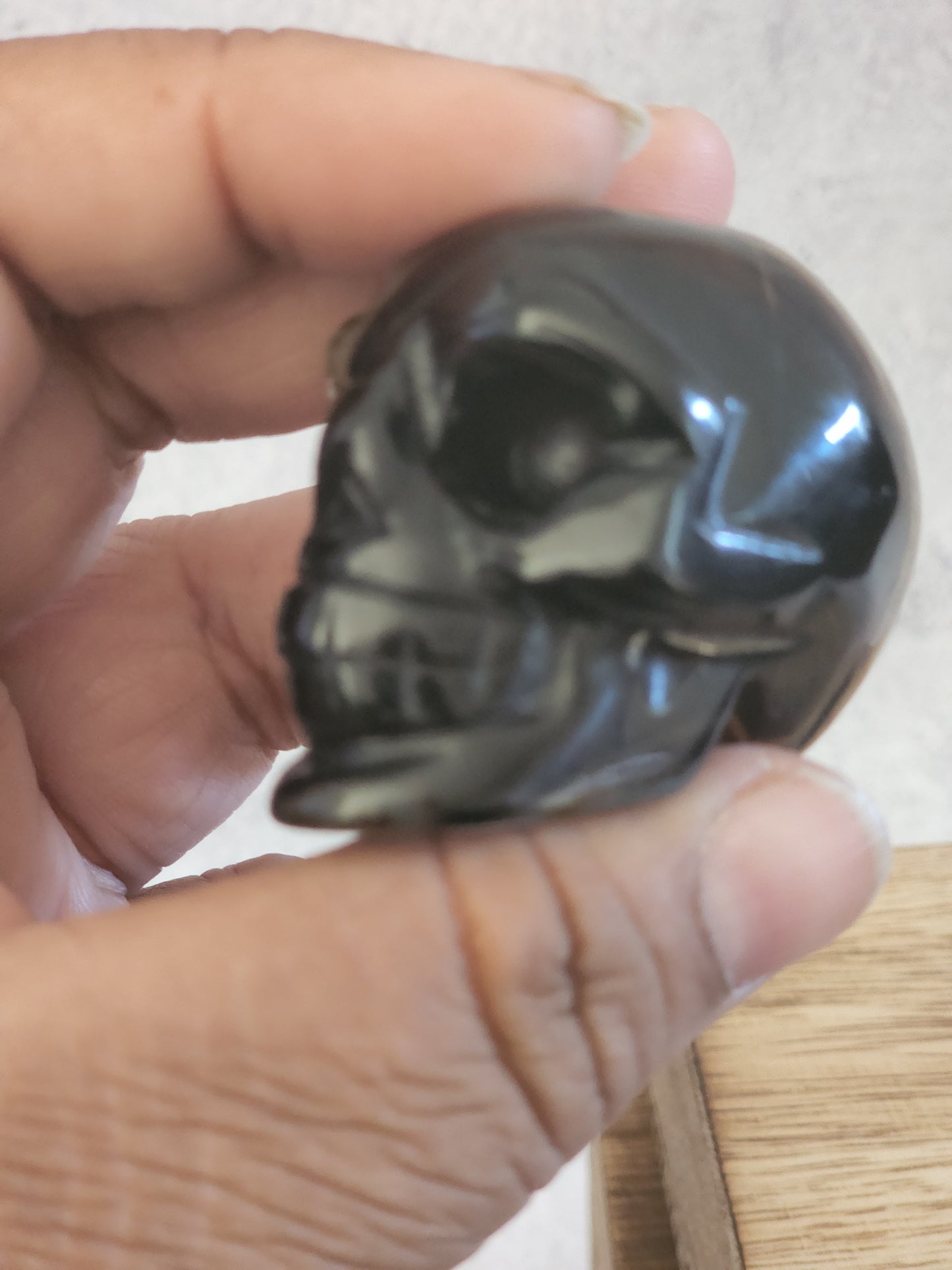 Black Banded Agate Skull