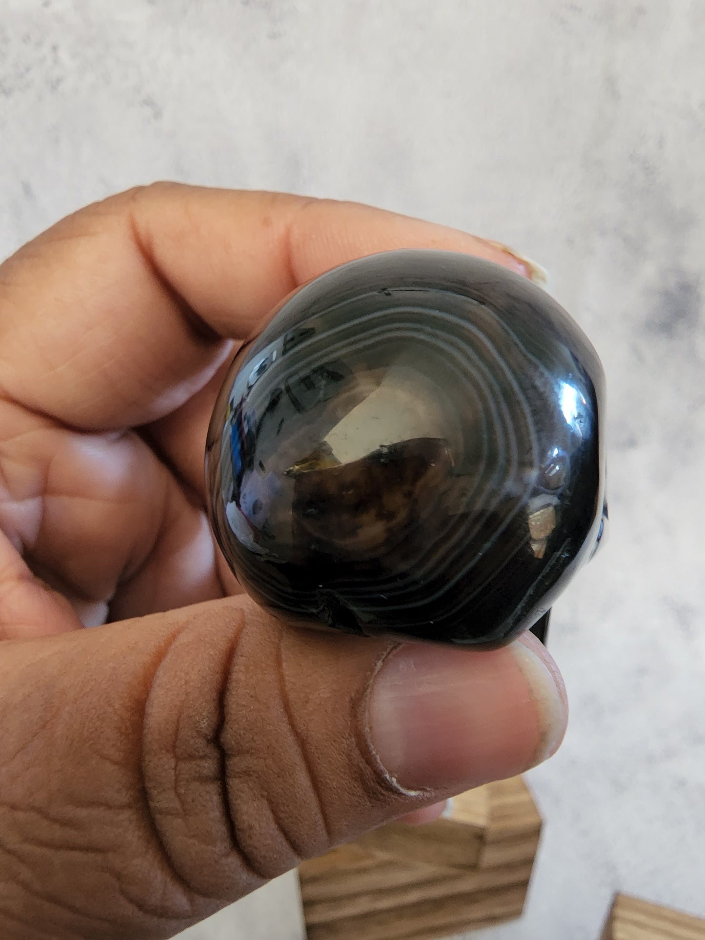 Black Banded Agate Skull