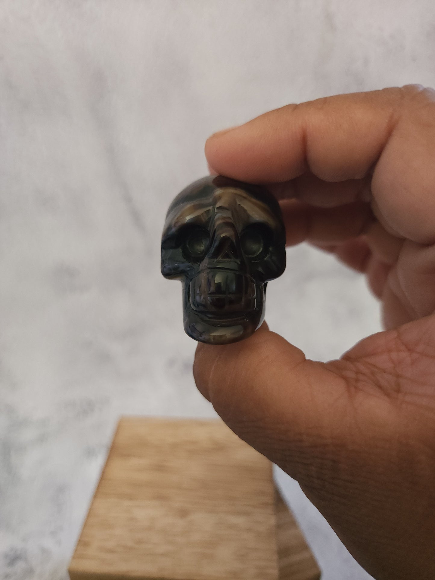 Black Banded Agate Skull