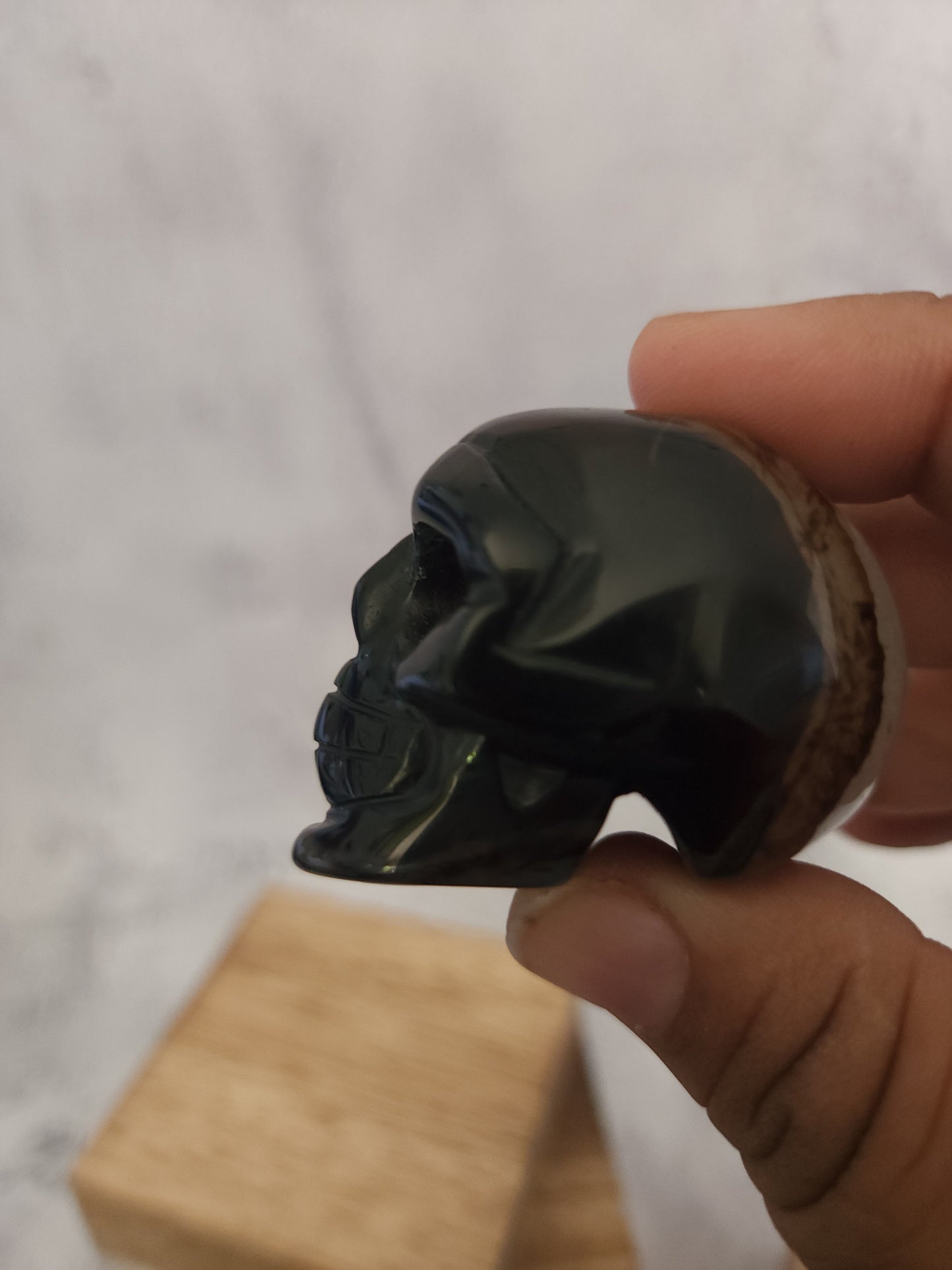 Black Banded Agate Skull