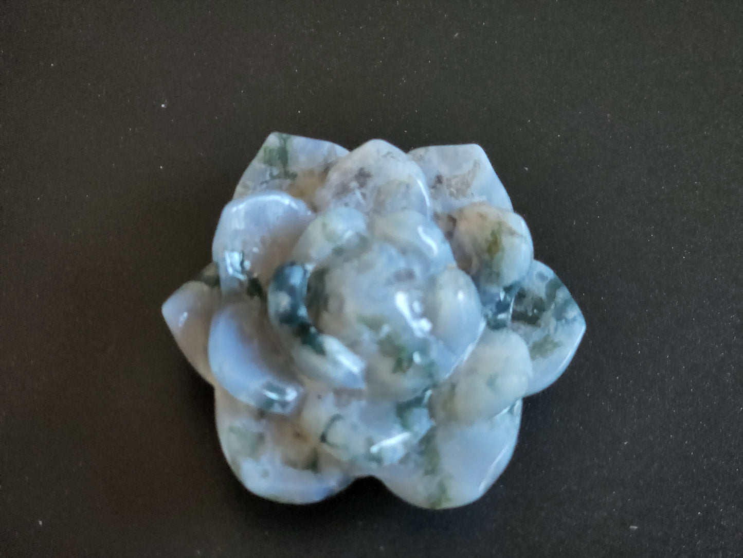 Moss Agate Flower Carving