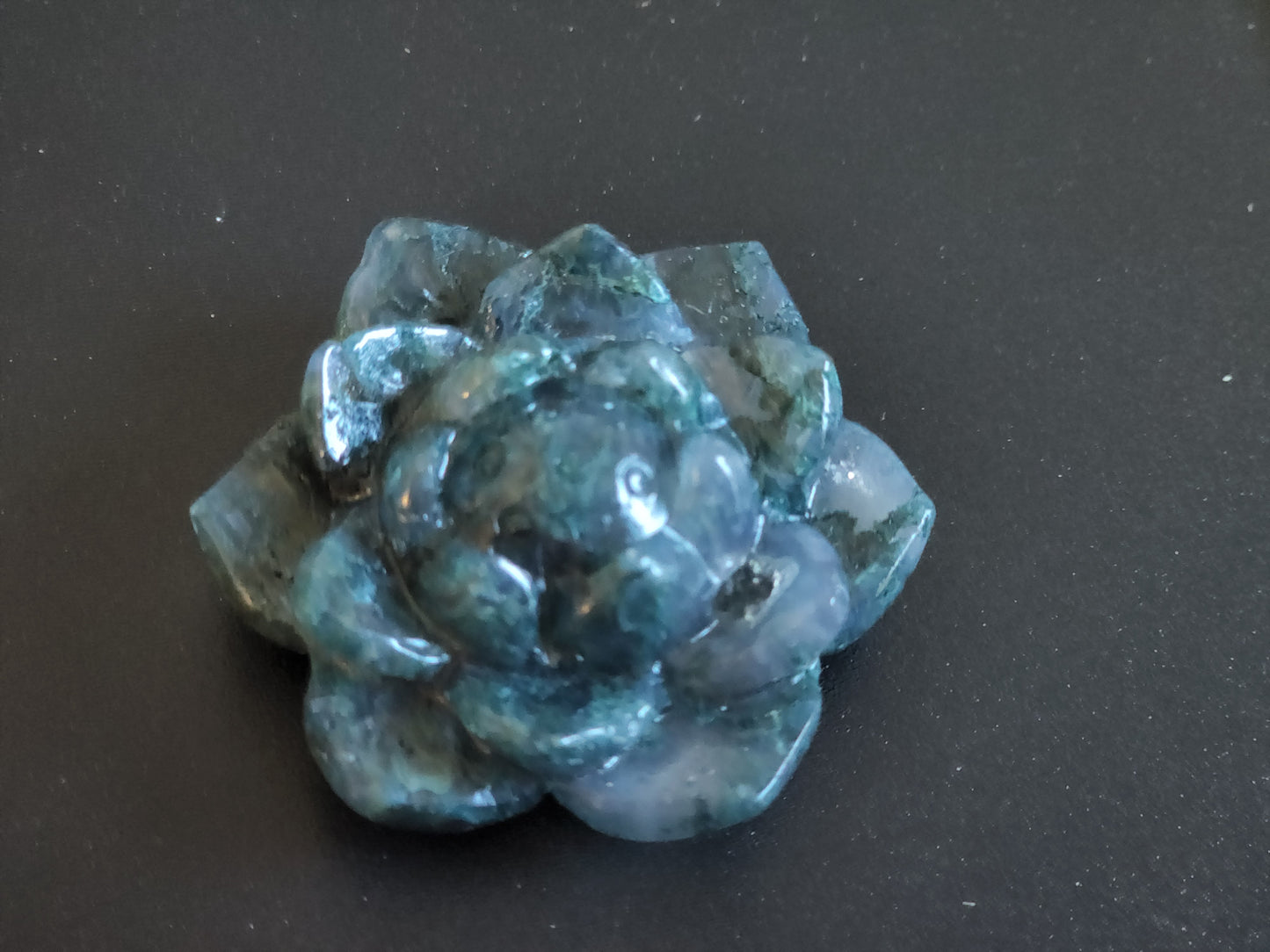 Moss Agate Flower Carving