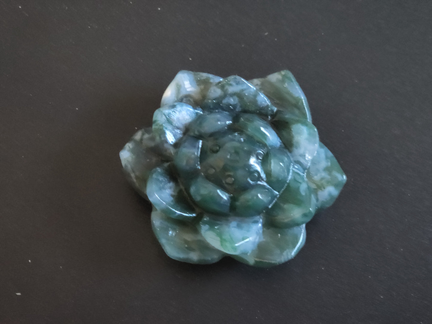 Moss Agate Flower Carving