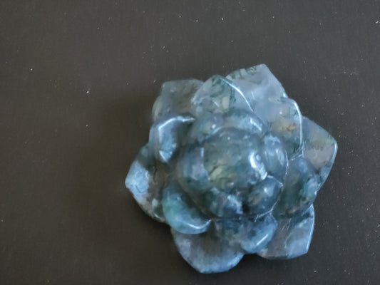 Moss Agate Flower Carving