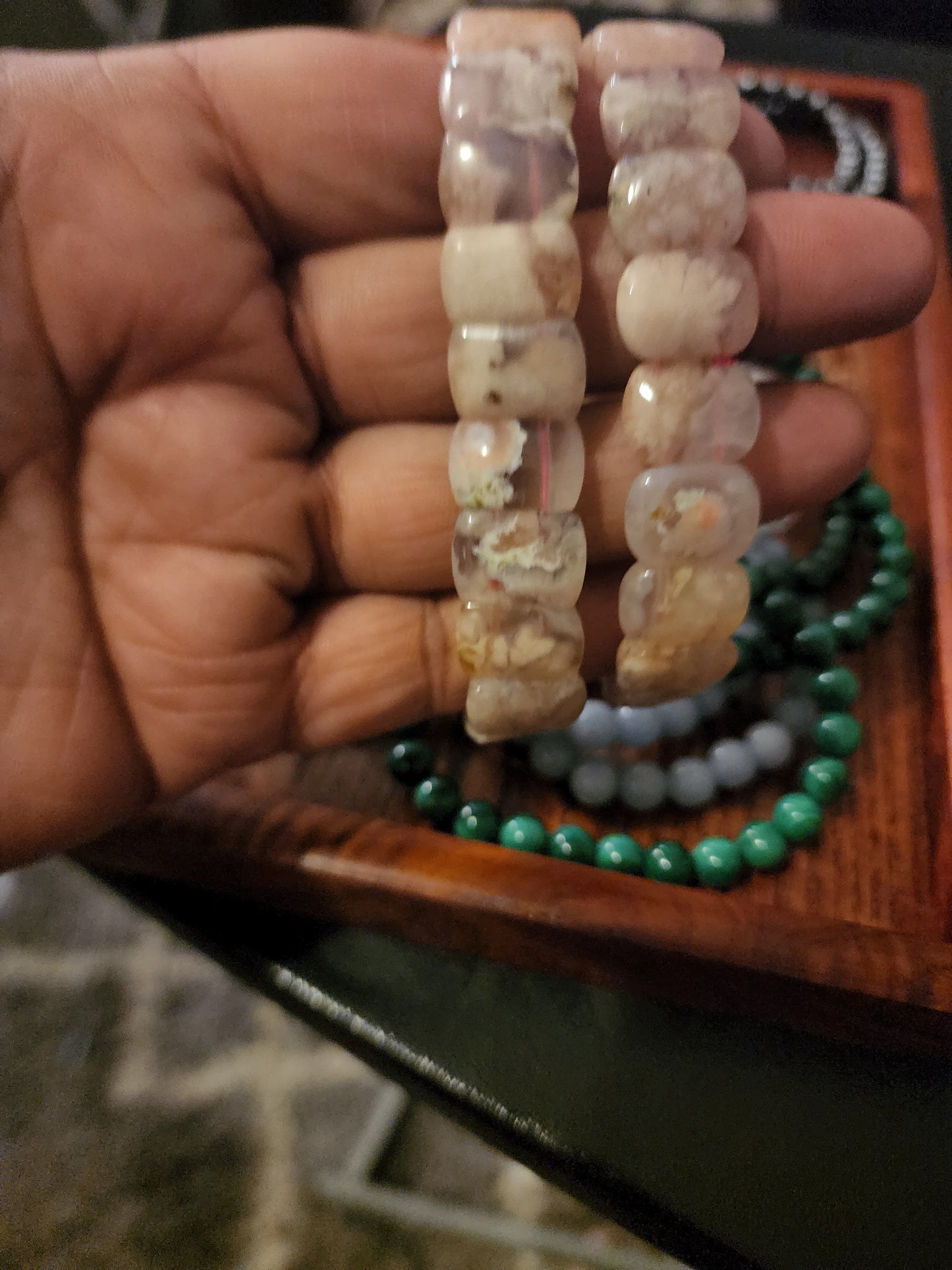 Flower agate Square bead