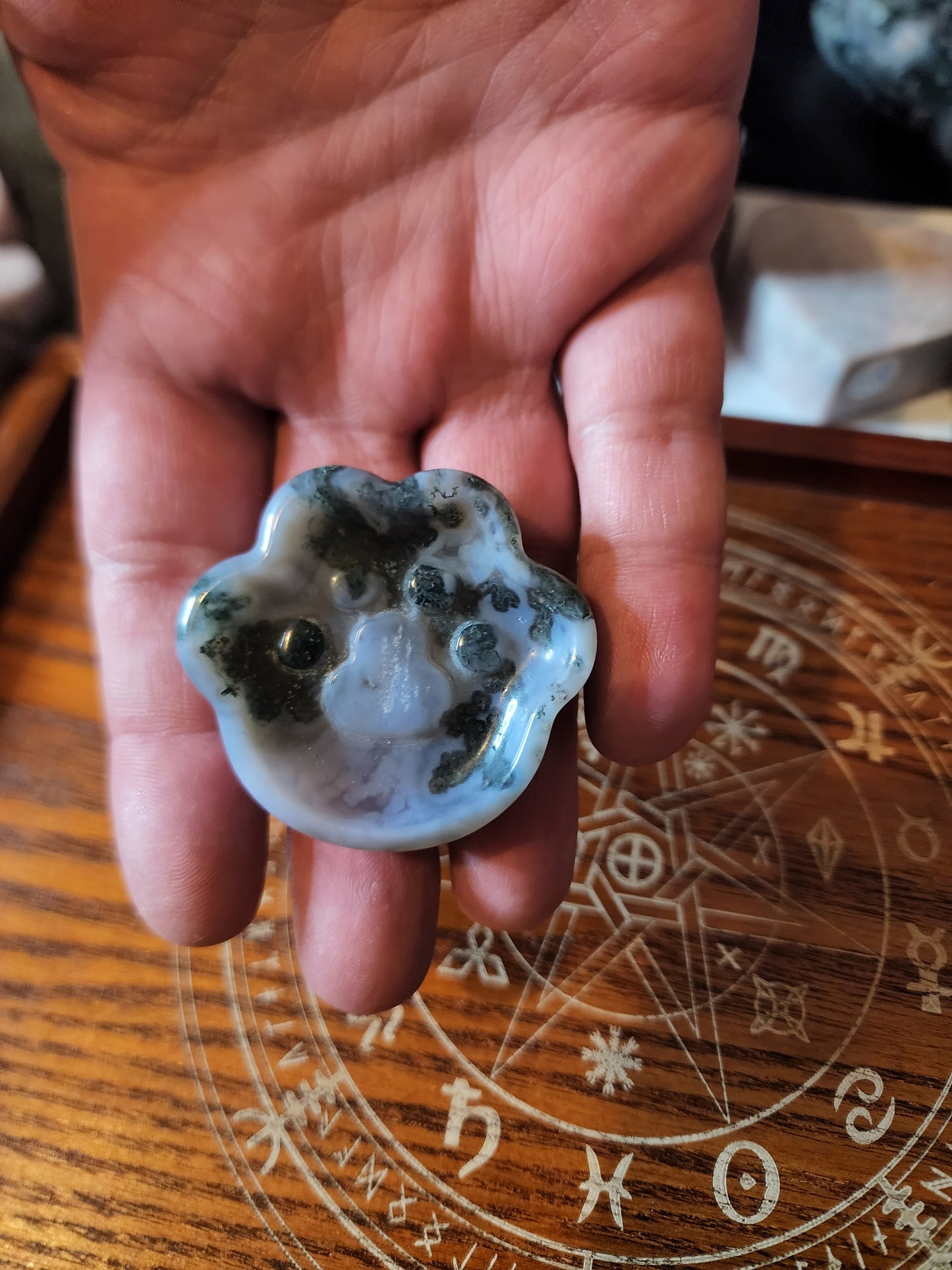 Moss Agate Mini Paw Bowl