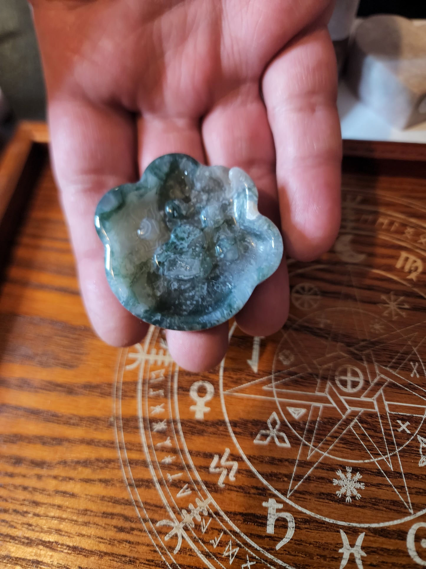 Moss Agate Mini Paw Bowl