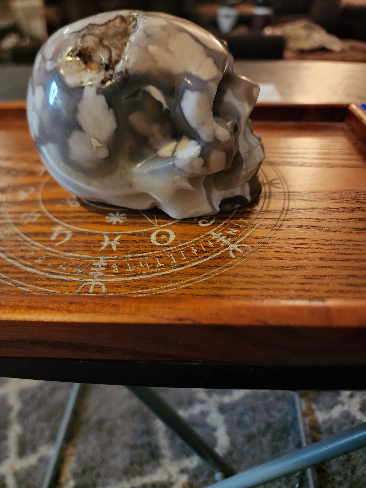 Flower Agate Skull