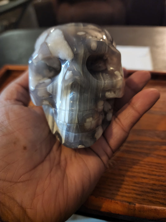 Flower Agate Skull