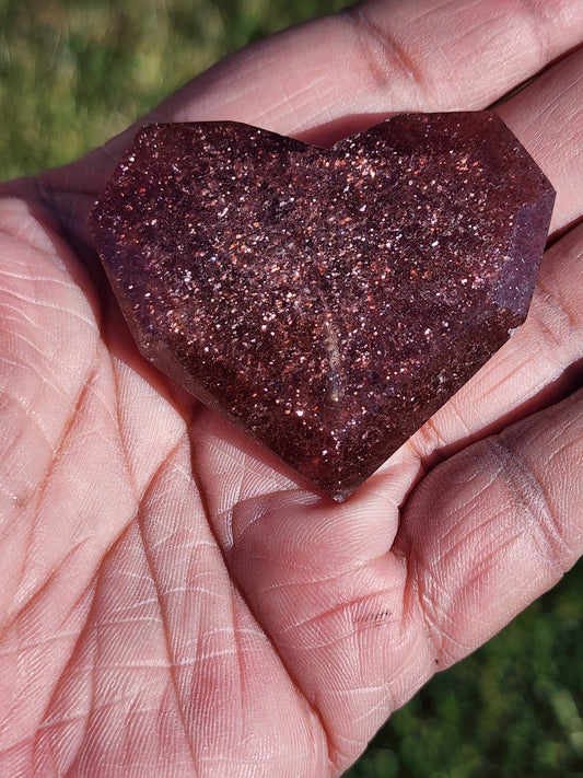 Strawberry Quartz Faceted Heart