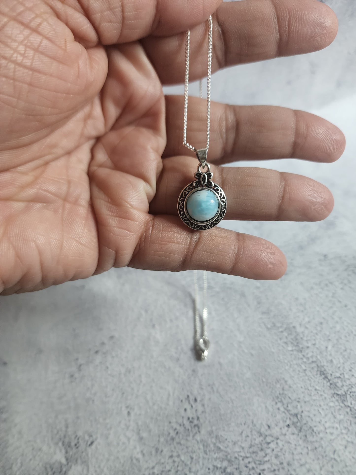 Larimar Pendent With Chain